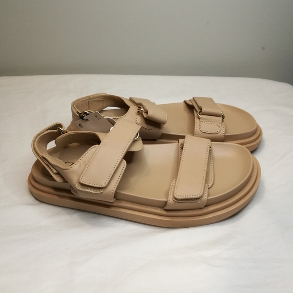 NWT ZARA Sheep Leather Velcro Sandals